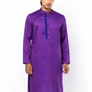 Purple Erri Embroidered Viscose Panjabi