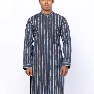 Multicolour Printed Cotton Slim Fit Panjabi