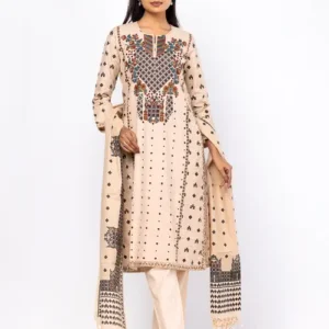 Beige Embroidered Balkan Fusion Theme Shalwar Kameez