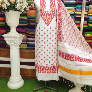 Maslice Silk Three Piece set White & Red
